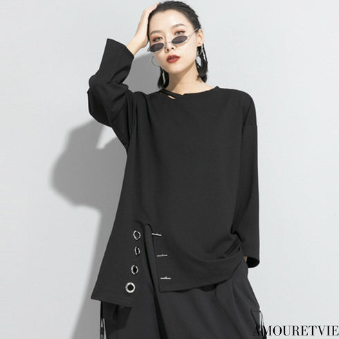 アシンメトリーリングデザインTシャツ/カットソー オーバーサイズ /レディース モレビー|モード系ファッションブランド