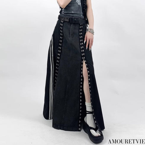 アシンメトリーロングデニムスカート おしゃれ モダン /レディース モレビー|モード系ファッションブランド