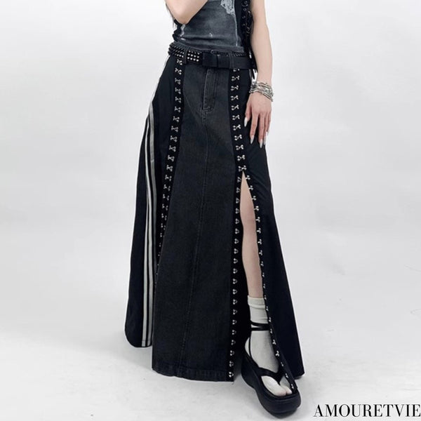 アシンメトリーロングデニムスカート おしゃれ モダン /レディース モレビー|モード系ファッションブランド