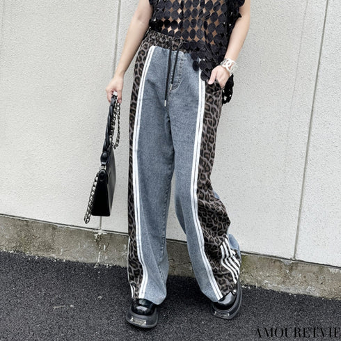 ヒョウ柄デザインモダンデニムジーンズ おしゃれ かわいい /レディース モレビー|モード系ファッションブランド