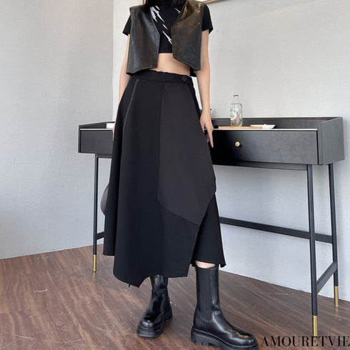 ファスナータイプアシンメトリーロングスカート モダン おしゃれ /レディース モレビー|モード系ファッションブランド
