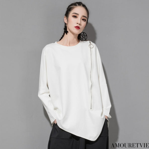 ヘムデザイン長袖ロングシャツ/カットソー アシンメトリー /レディース モレビー|モード系ファッションブランド