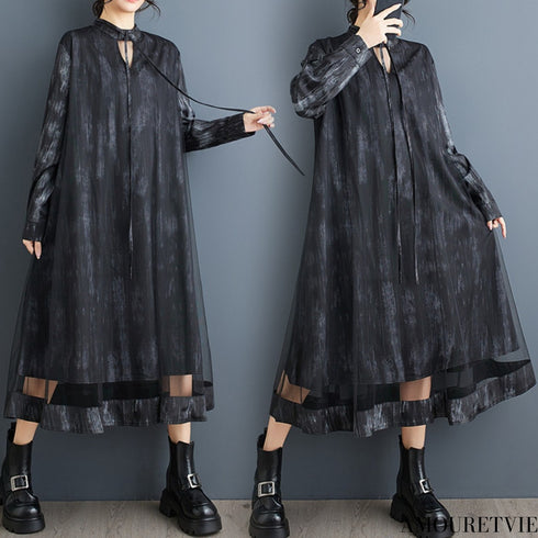 裾レースモダンロングワンピース /レディース モレビー|モード系ファッションブランド