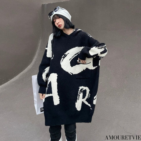 モノトーン白黒オーバーサイズ/ビッグサイズ個性派モダンセーター・ニット おしゃれ /レディース モレビー|モード系ファッションブランド