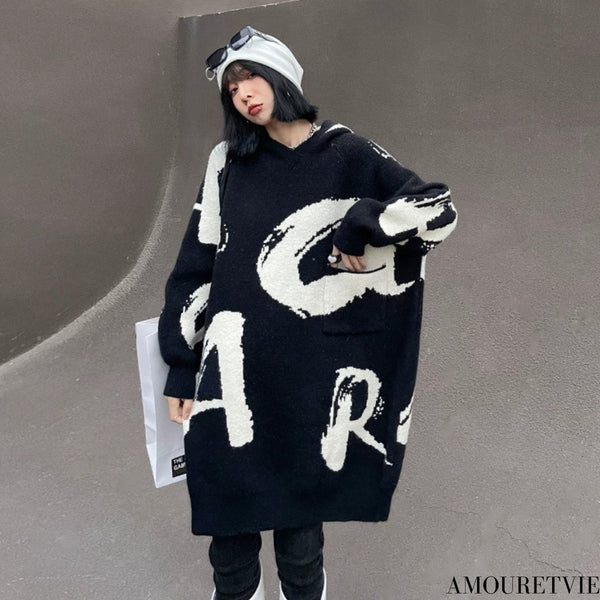 モノトーン白黒オーバーサイズ/ビッグサイズ個性派モダンセーター・ニット おしゃれ /レディース モレビー|モード系ファッションブランド