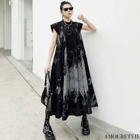 モノトーンノースリーブロングワンピース /レディース モレビー|モード系ファッションブランド