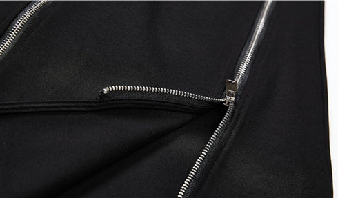 アシンメトリーファスナースタイルロングスカート ブラック 黒 /レディース モレビー|モード系ファッションブランド