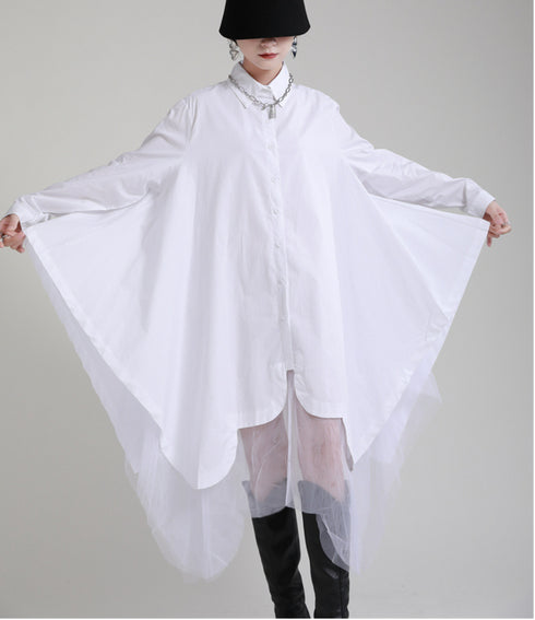 メッシュ仕様ミディ丈ワンピース ブラック ホワイト /レディース モレビー|モード系ファッションブランド