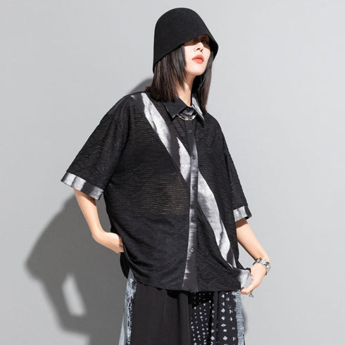 シースルー半袖シャツ/ブラウス ブラック ホワイト /レディース モレビー|モード系ファッションブランド