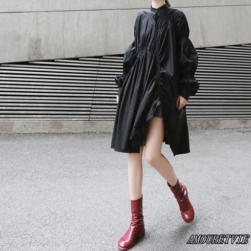 アシンメトリープリーツワンピース ビッグサイズ /レディース モレビー|モード系ファッションブランド