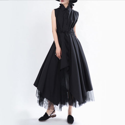 スタイリッシュノースリーブロングワンピース /レディース モレビー|モード系ファッションブランド