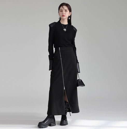 アシンメトリージッパーロングスカート /レディース モレビー|モード系ファッションブランド