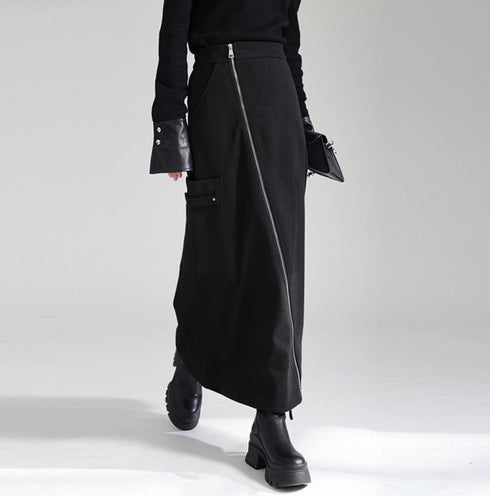 アシンメトリージッパーロングスカート /レディース モレビー|モード系ファッションブランド