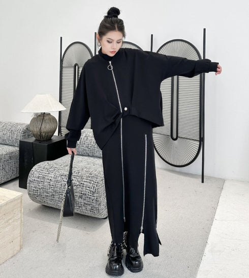 モダンデザインアシンメトリージャケット ブラック /レディース モレビー|モード系ファッションブランド