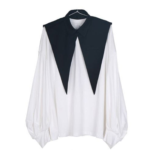 ロングTシャツ 長袖シャツ おしゃれ襟 セット モダン 白 ホワイト 黒 ブラック スタイリッシュ /レディース モレビー|モード系ファッションブランド
