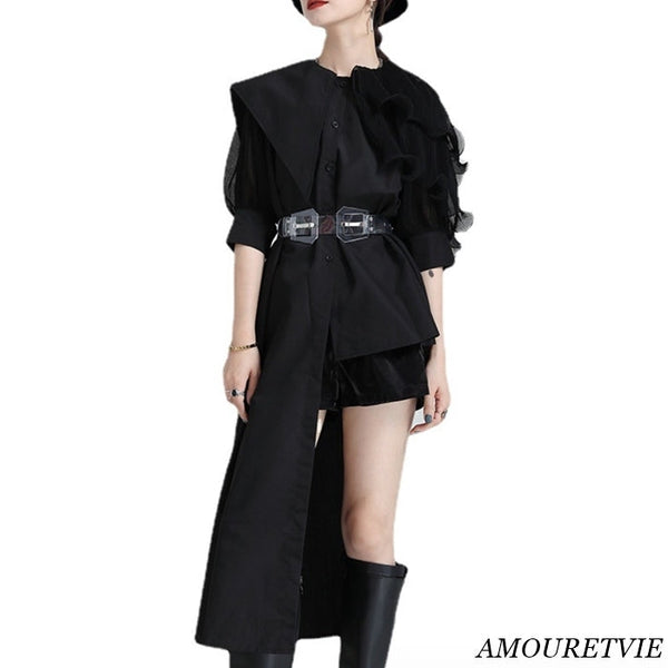 アシンメトリーモダンロングシャツ /レディース モレビー|モード系ファッションブランド