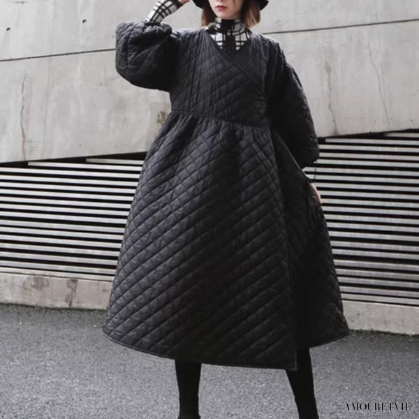 バルーンスリーブキルティングコート 羽織 七分袖 黒 ブラック /レディース モレビー|モード系ファッションブランド
