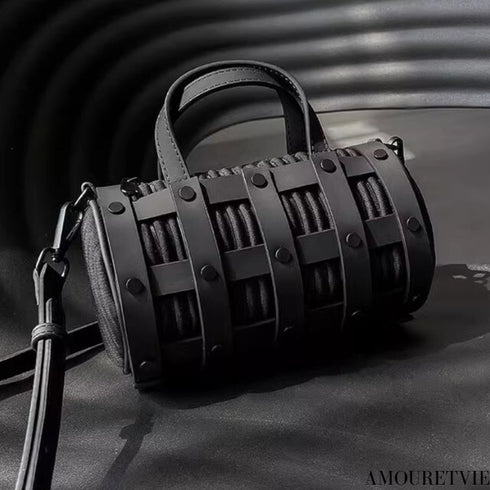 レザーハンドバッグ ショルダーバッグ ブラック 格子 /ユニセックス モレビー|モード系ファッションブランド