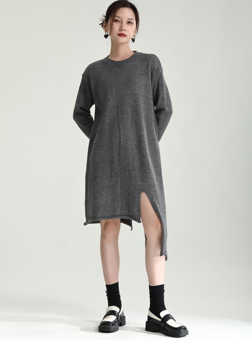 レイヤードアシンメトリーミディ丈ワンピース セーター ツーピース セット /レディース モレビー|モード系ファッションブランド