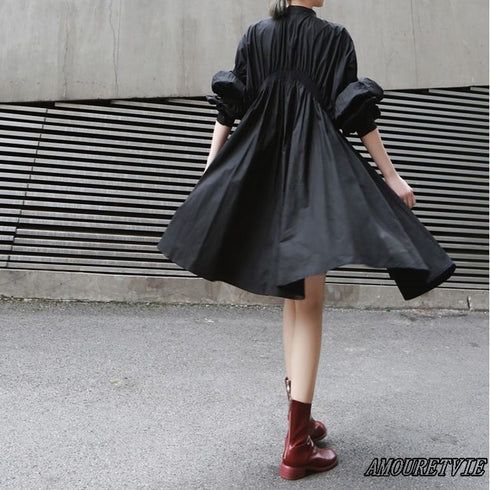 アシンメトリープリーツワンピース ビッグサイズ /レディース モレビー|モード系ファッションブランド