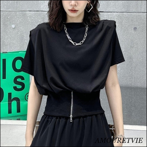 モダンおしゃれ半袖シャツ/カットソー ブラック 黒 /レディース モレビー|モード系ファッションブランド