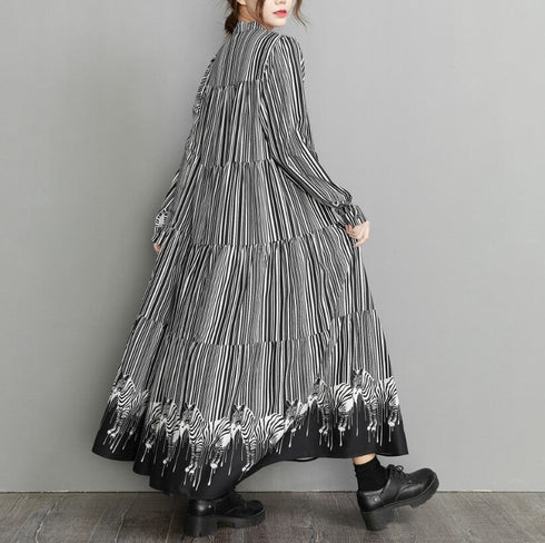 ビッグサイズストライプロングワンピース /レディース モレビー|モード系ファッションブランド