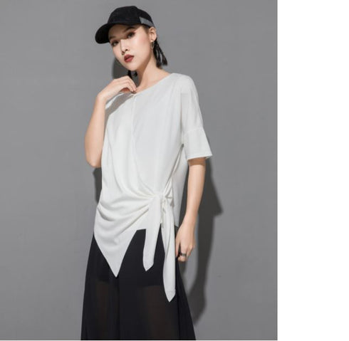 アシンメトリー半袖Tシャツ アシンメトリーカットソー /ユニセックス モレビー|モード系ファッションブランド