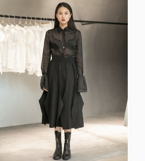 プリーツロングスカート スタイリッシュ モダン スマート /レディース モレビー|モード系ファッションブランド