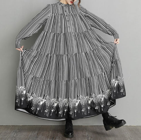 ビッグサイズストライプロングワンピース /レディース モレビー|モード系ファッションブランド