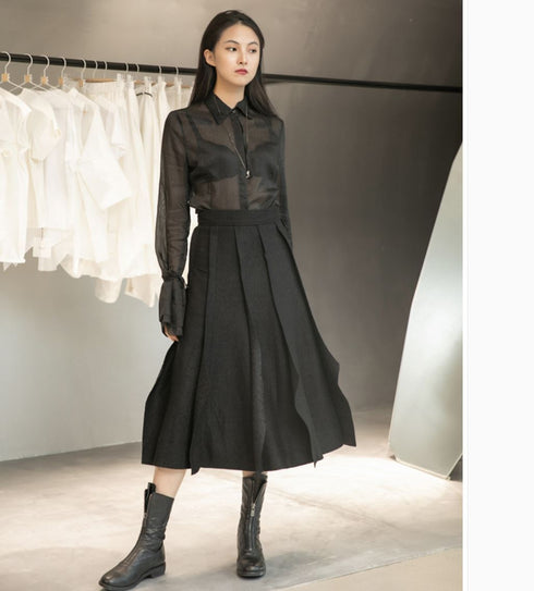 プリーツロングスカート スタイリッシュ モダン スマート /レディース モレビー|モード系ファッションブランド