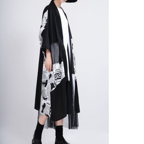 中性的 アウター ロング和風カーディガン 羽織 メッシュ /ユニセックス ・メンズ モレビー|モード系ファッションブランド