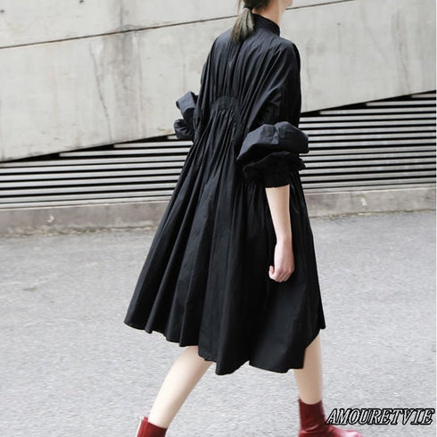 アシンメトリープリーツワンピース ビッグサイズ /レディース モレビー|モード系ファッションブランド