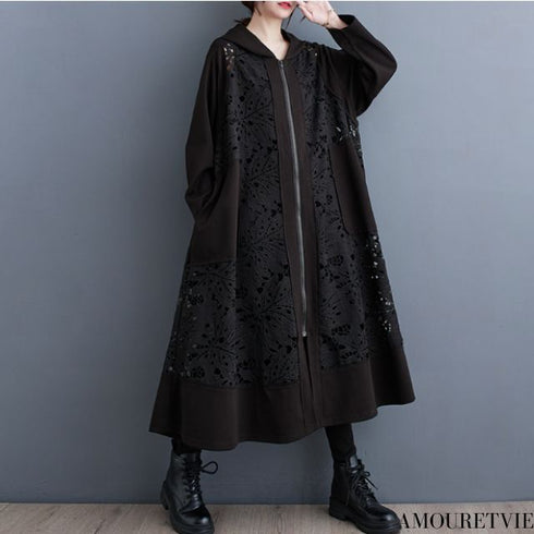 レースロングコート ブラック 黒 /レディース モレビー|モード系ファッションブランド