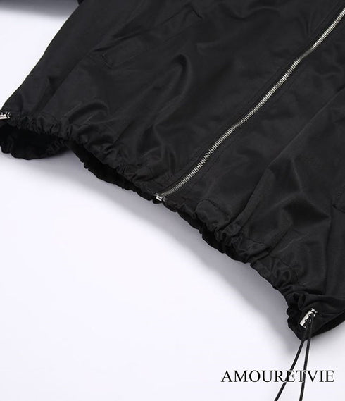 バブルスリーブフリルブルゾン ジャケット 黒 ブラック /レディース モレビー|モード系ファッションブランド