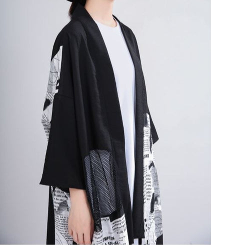 中性的 アウター ロング和風カーディガン 羽織 メッシュ /ユニセックス ・メンズ モレビー|モード系ファッションブランド