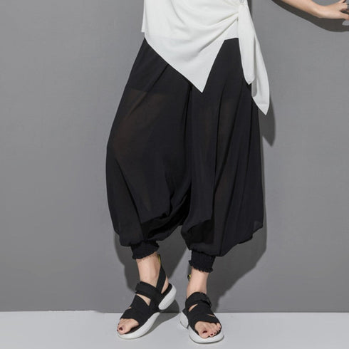 シースルーシフォンパンツ 黒 ブラック /レディース モレビー|モード系ファッションブランド