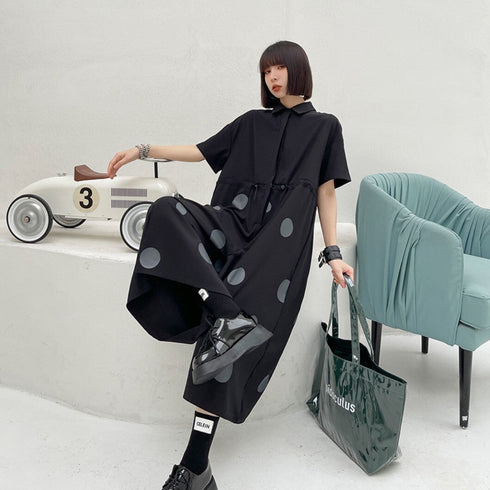 水玉サロペット オールインワン ビッグサイズロングワンピース ゆったり /レディース モレビー|モード系ファッションブランド