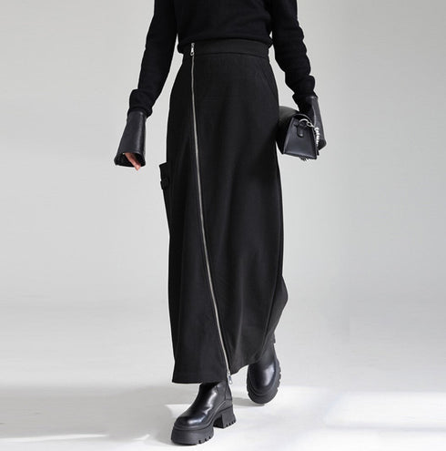 アシンメトリージッパーロングスカート /レディース モレビー|モード系ファッションブランド