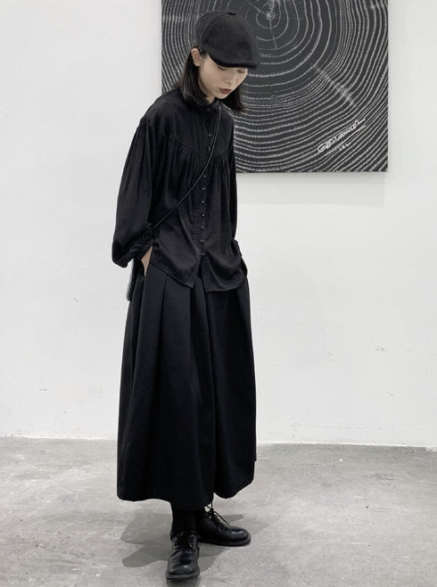 サルエルパンツ ワイドレッグパンツ ハーフパンツ ブラック /ユニセックス ・メンズ モレビー|モード系ファッションブランド