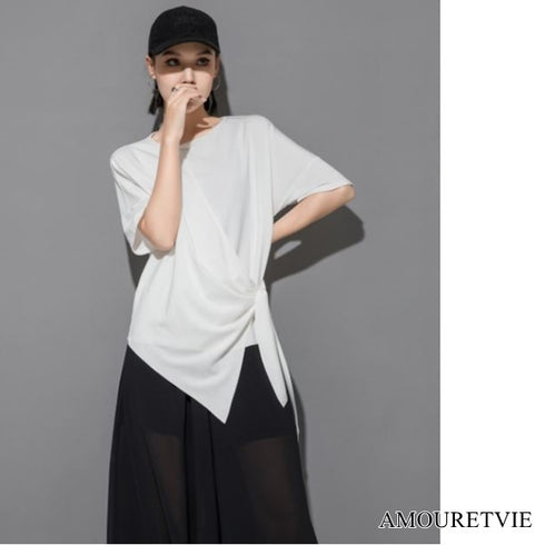 アシンメトリー半袖Tシャツ アシンメトリーカットソー /ユニセックス モレビー|モード系ファッションブランド
