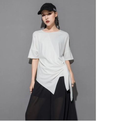 アシンメトリー半袖Tシャツ アシンメトリーカットソー /ユニセックス モレビー|モード系ファッションブランド