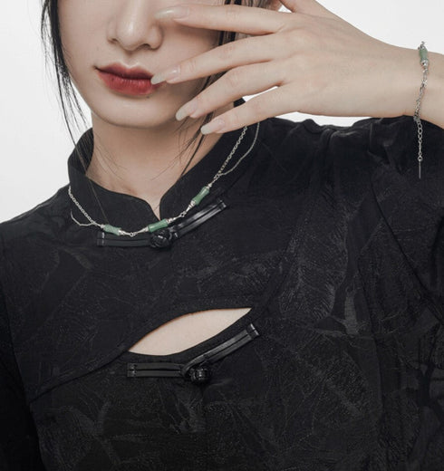 ネックレス アクセサリー シルバー 翡翠 /レディース モレビー|モード系ファッションブランド