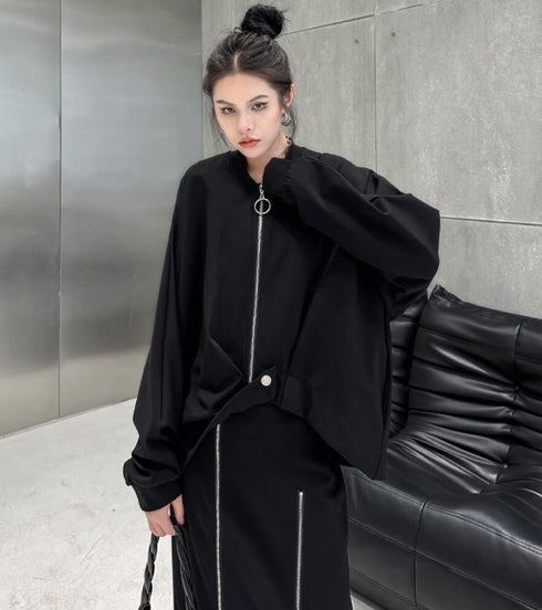 モダンデザインアシンメトリージャケット ブラック /レディース モレビー|モード系ファッションブランド